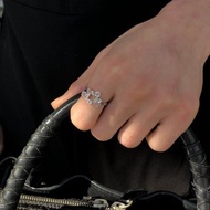 【日本直送 名牌中古包】Christian Dior 迪奧 戒指 銀色×粉色 雛菊造型 水鑽 ud6td8