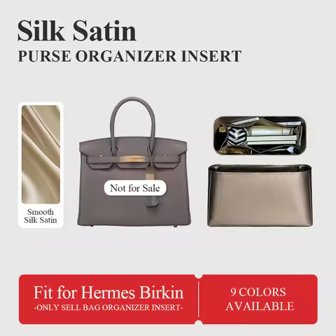 Silk Satin Purse Organizer Insert Fit for Hermes Birkin Soft Inner Liner Storage Bag Makeup Inside O