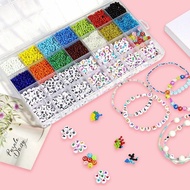 WITH LOCK Beads Kit With Elastic Line 3mm Glass Seed Beads Acrylic Letter Beads Jewelry Making