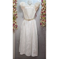 Cotton Printed Maxi Dress Anniversary Bridesmaid Off White L Size