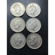 UK Queen Elizabeth II 10 Pence 1995 -1997 ( 6 Coins )