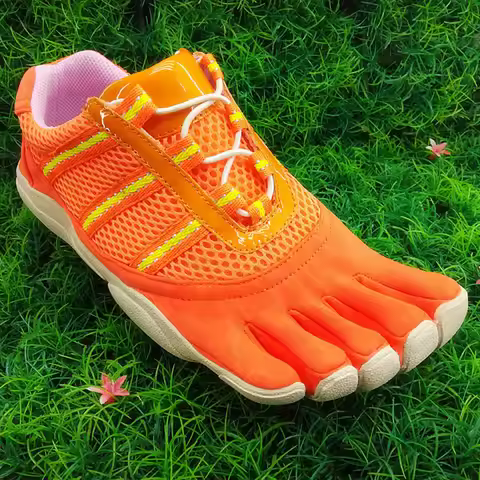 2024 Orange Barefoot Shoes for Men Women Quick Lace 5 Toe Finger Fitness Shoes Weight Lifting Design