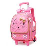 J04 Children School Bag With Wheels School Backpack For Girls Students Backpack Rolling Trolley Bag Kids Teenagers Travel Bags