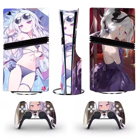 Anime Cute Girl PS5 Pro Disc Skin Sticker Decal Cover for Console and 2 Controllers PS5 Pro Skin Vin