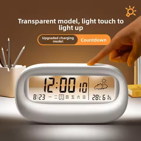Transparent Alarm Clock Students Use the New Charging Smart Electronic Clock with Night Light Temper