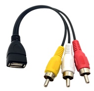 Halokny USB to 3 RCA Cable, 8 inch USB 2.0 A Female to 3RCA Male Audio Video Capture Card AV Composi
