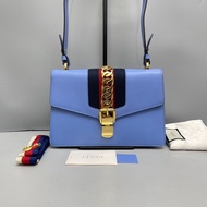 Gucci Sylvie中號藍色全皮塞爾維亞