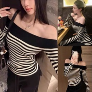 LUXURY STRIPED OFF-Shoulder Blouse S6631
