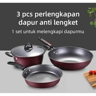[COD] PANCI TEFLON GOLDEN RED 3IN1 - PANCI SET WAJAN TEFLON TUTUP KACA