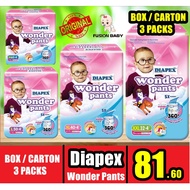 1010 OFFER🔥ORIGINAL /AUTHENTIC🔥🔥3 PACKS / 1 CARTON Diapex Wonder Pants EXTRA 12PCS M192/L162/XL132/X