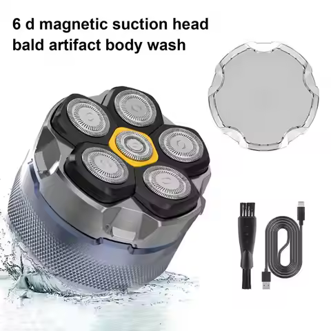 Electric Shaver IPX8 Waterproof Wet Dry Technology 6D Floating Head Quick Shave Magnetic Design LED