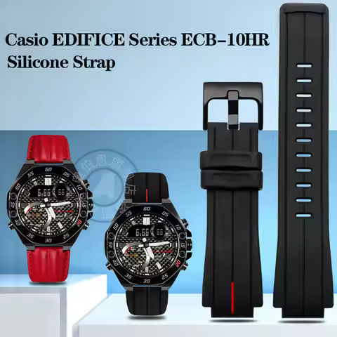 Modified Silicone Watch Strap Substitute Casio EDIFICE 20th Anniversary Honda 5618 ECB-10HR-1APR Spo