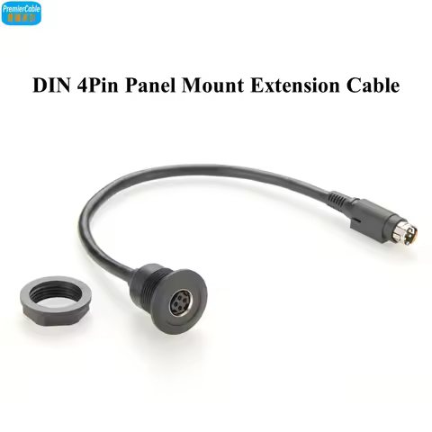 Power DIN 4Pin Male to Female Extension Cable Flush Panel Mount Bulkhead DIN 4Pin Audio Cable for Am