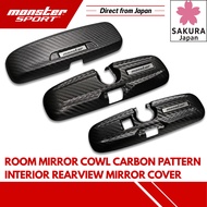 MONSTER SPORT Carbon-Pattern Interior Rearview Mirror Cowl Cover Universal Fit for Nissan GT-R R35 /