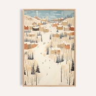 雪村滑雪道 Ski Trail / 耶誕雪景掛畫 海報 無框畫