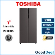 Toshiba GR-RS600WI-PMY(37) 530L / 640L Side by Side Inverter Refrigerator Peti Sejuk Fridge