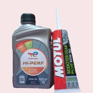 Combo Nhớt Xe Máy Xe Tay Ga 10W30 TOTAL Chai 08L và Lap Motul 120ml