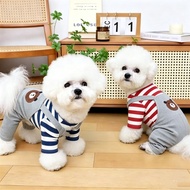 Striped Bear Dog Four-Legged Jumpsuit Soft Elastic Pet Overalls For Teddy Bichon Poodle Puppy Daily 