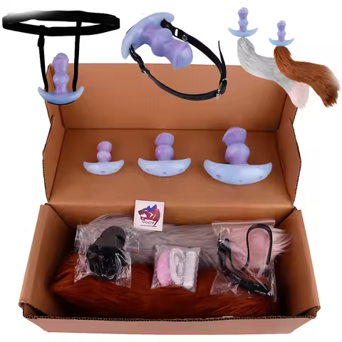 FAAK Strapon Anal Plug Purple Silicone Strap-ons Fantasy Horse Butt Plug with Large Tail Wireless Co