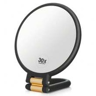 30X Magnification Handheld Makeup Mirror - Dual-Sided 1X/30X With 360° Rotating Handle, Foldable & P