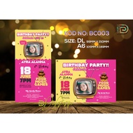 Kad Hari Jadi / Kad Jemputan / Birthday Invitation Kod No. BC003