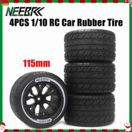 NEEBRC 4PCS 115mm 1/10 RC Car Rubber Tire Wheel Tyre 12mm Hex For RC Off-road Buggy Monster Redcat H