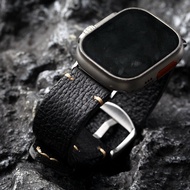 Handmade Genuine Leather Watch Strap Dark Coffee Color Adaptation44MM 45MM 49MM s8 9 Ultra2Genuine L