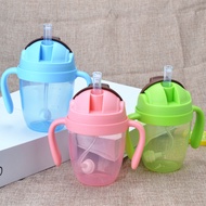 Wide mouth plastic milk bottle infant learning cup children's PP water cup with straw training cup Huizhu