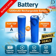 (Ready Stock) Rechargeable Battery 18650 1200mAh Rechargeable Lithium Battery Flat Top / Button Top 