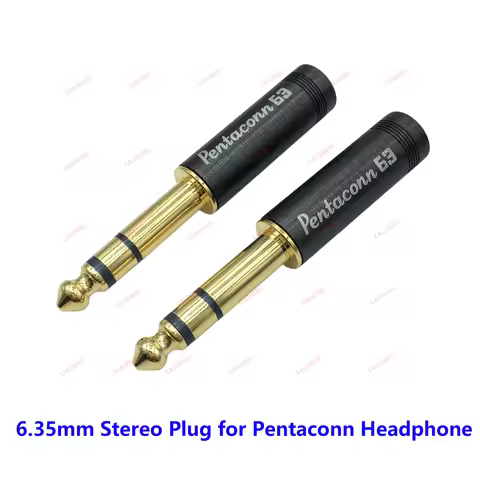 1Pcs Copper Gold Plated 6.35mm 3Pole Stereo Audio Male Plug DIY Soldering for Pentaconn Headphone Wi