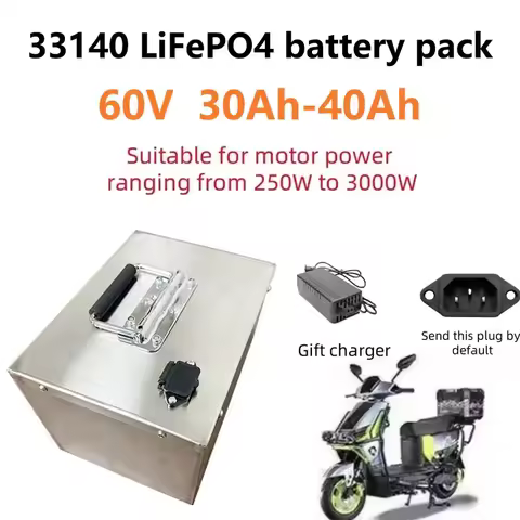 60v30 - 40ah, 33140lifepo4 batterie, capacité suffisante, grande puissance, boîtier métallique, pour