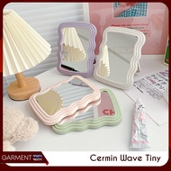 Aesthetic Korean Style Mirror Decoration Makeup Stand Mirror Wave Motif Cermin Makeup Cermin Solek C