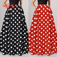 Skirt Polkadots Tema Retro 60an 70an Saloma Pramlee Polka Dot High Waist Party Swing Pleated Dinner 