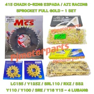 ( 1 SET O-RING 415 ) LC135/RXZ/125Z ZR/Y125ZR/SRL110/Y16 Y15 4-LUBANG 415H CHAIN GOLD ORING RANTAI S