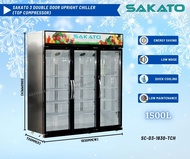 SAKATO Double Door Upright Chiller [TOP COMPRESSOR] [DELIVERY - KLANG VALLEY] - 1500L (Before Buy Pl