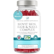 Hair Skin & Nails Gummies, 150 Vegan Raspberry Flavoured Biotin Hair Growth Gummies, high Strength 5