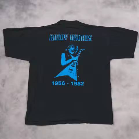 European and American Retro Loose T-shirts for Men and Women Salute Ozzy Band Randy Rhoads Portrait 