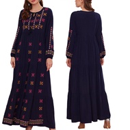 SHUNAICHI Navy blue Jubah plus size Arab Women Wear Fold long dress Muslimah fashion Baju  Dubai Jubah