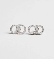(ของแท้/เกาหลี) ต่างหู Christian Dior CD Icon Earrings ทำจากโลหะเงินประดับด้วยคริสตัลสีขาว พรีออเดอร