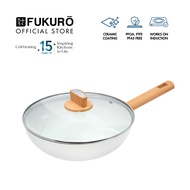 Fukuro Shiro Ceramic Non-Stick Wok Pan 28cm with Lid