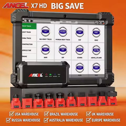 Full System 24V/12V OBD2 Truck Scanner Heavy Duty Truck Diagnostic Tool TPMS DPF Regen ANCEL X7 HD A