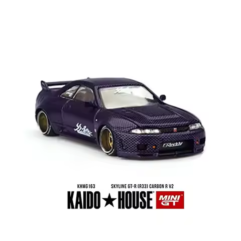 MINIGT Coming Soon 1:64 Skyline GTR R33 Active Purple Carbon R V2 Openable Hood Diecast Car Model Ka