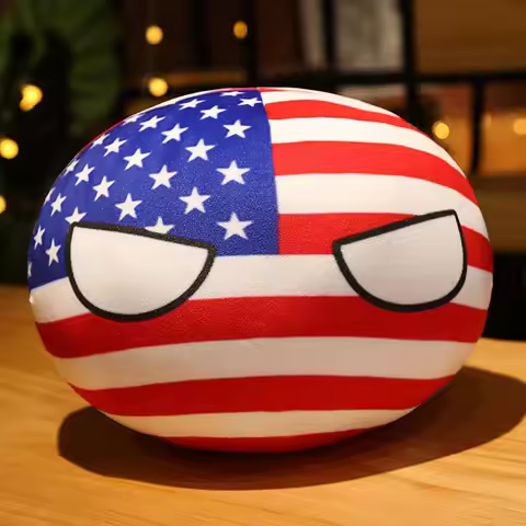 Plush Kawaii Countryballs Pillow Large Flags Pattern Throw Pillow with France/UK/Japan/USA Plush Toy