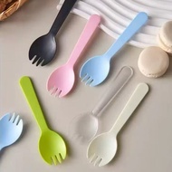 50 Pcs 2-in-1 Cake & Fruit Spoons and Forks Food Grade Disposable Spork/s Fruit Spoon and Fork/s Des