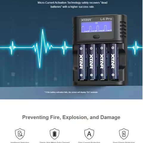 XTAR L4 Pro Smart Intelligent Battery Charger Tester Refresher AA AAA 1.5V Li-ion Ni-MH Fast Chargin