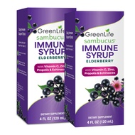 [Bundle of 2 Exp June 2026] GreenLife Sambucus Immune Syrup with Vitamin C and Zinc 120ml (4 fl oz) 