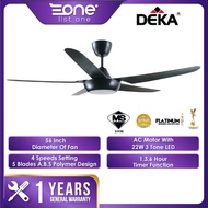 Deka 56 Inch 5 Blades 4 Speeds Ceiling Fan with Led Light &amp; Remote Control DF50LED