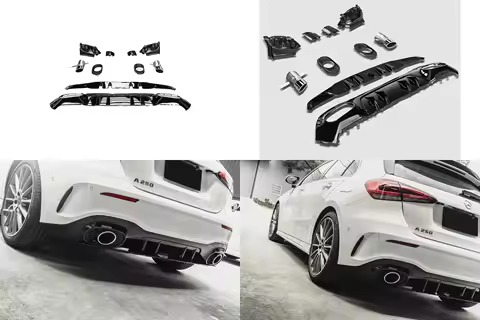 2019+ A35 Rear Diffuser with Exhaust Tip for Mercedes A180 A200 W177 Hatchback