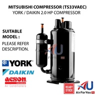 MITSUBISHI COMPRESSOR 2.0HP AIRCOND ASSY.TS33VAEC COMPRESSOR (NEW)