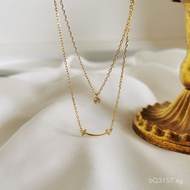 Double Layer Dongdaemun Korean Necklace Sterling Silver Single Diamond XL156Same Style Elegant Simpl